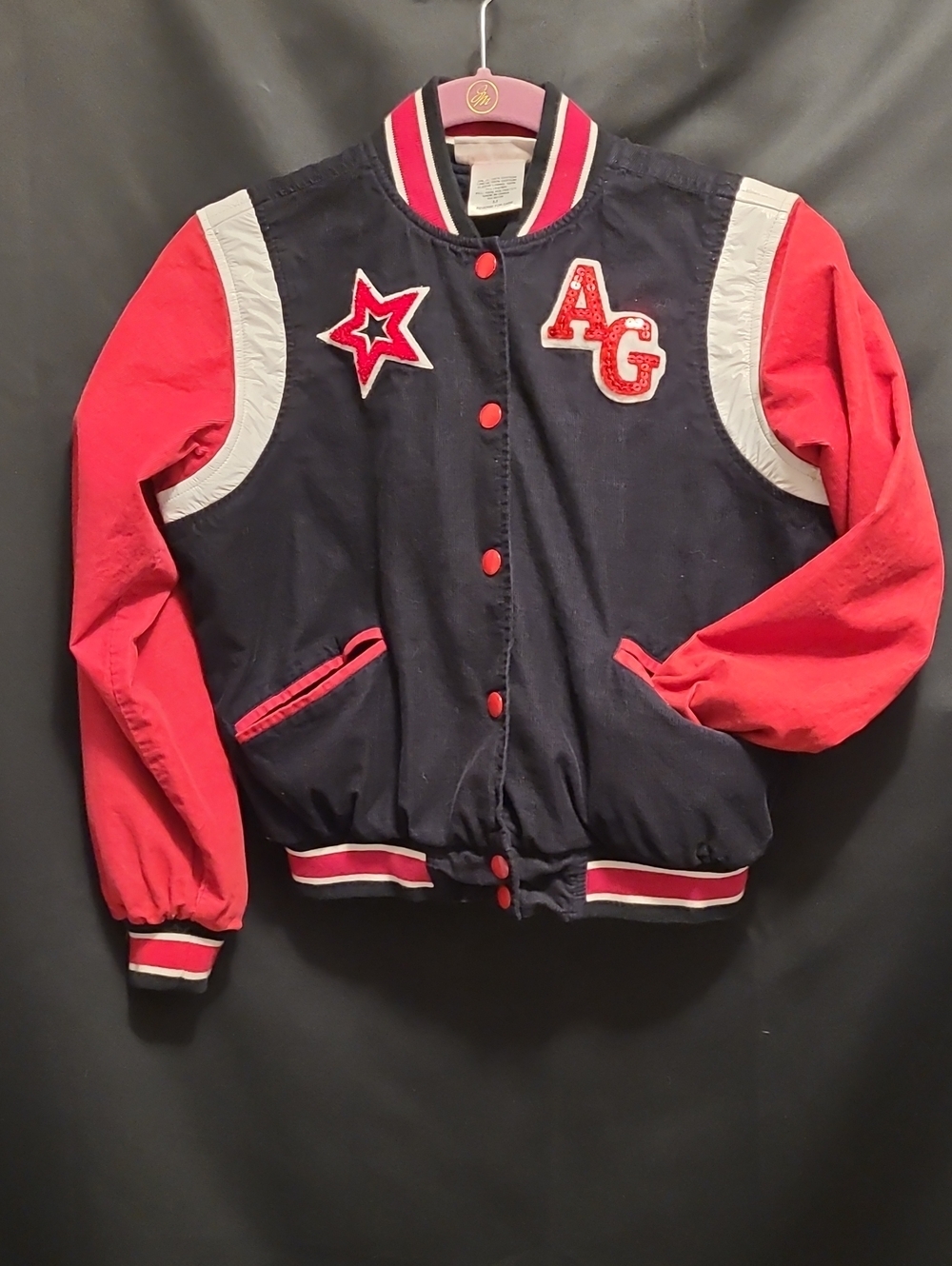 American Girl Black, Red & White Varsity Jacket SIZE MED